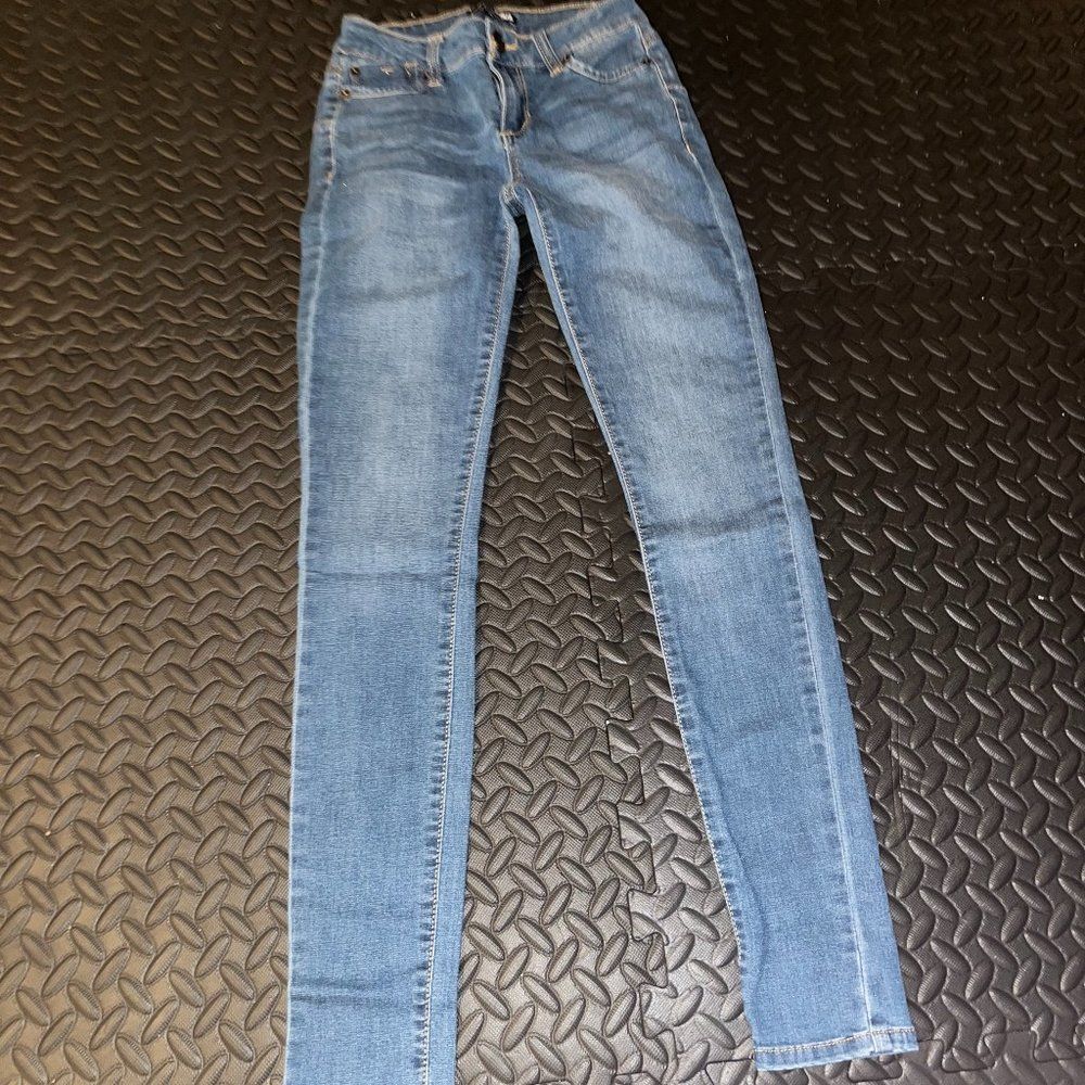 fashion nova blue high rise jeggings size 0